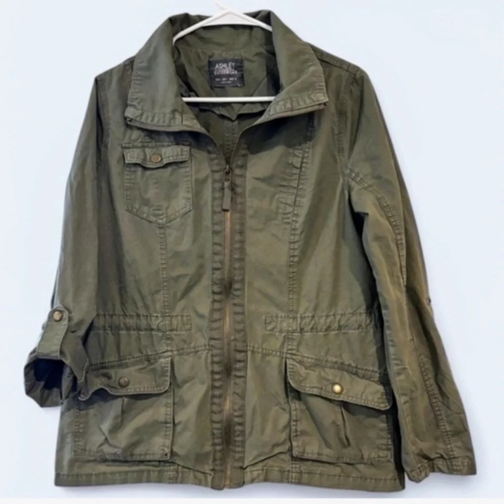 Ashley by 26 International Youth Green Utility Jacket Military Anorak Size Large
